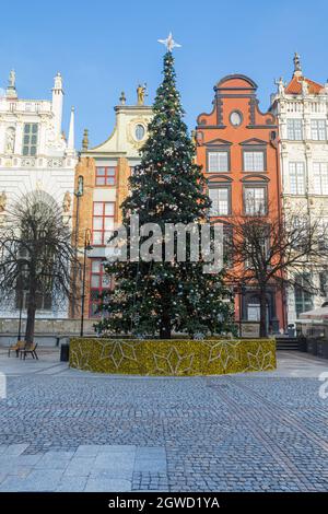 DANZICA, POLONIA - 2020 GENNAIO 17. Albero di Natale nella città di Danzica. Foto Stock