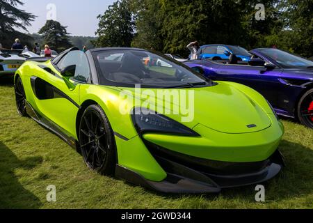 McLaren 600LT Spider, in mostra al Salone Privé Motor show che si tiene al Blenheim Palace il 5 settembre 2021 Foto Stock