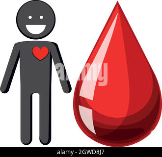 Cuore umano e goccia di sangue Illustrazione Vettoriale