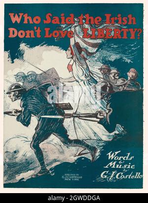 Spartiti dei primi anni del XX secolo per "Who Said the Irish Do't Love Liberty". Testi e Musica di C J Costello; pubblicato da C J Costello, New York City, USA Foto Stock