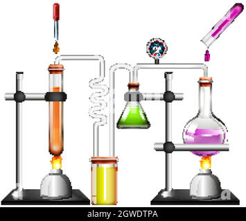 Attrezzature scientifiche su sfondo bianco Illustrazione Vettoriale