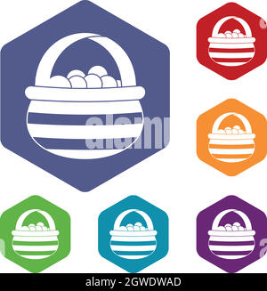 Cestello con mirtilli rossi set di icone Illustrazione Vettoriale