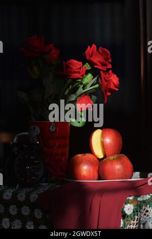 Fotografia di vita delle mele. Foto Stock