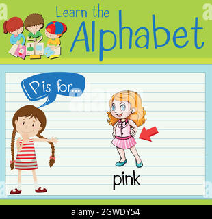 L'alfabeto P della scheda flash è per il rosa Illustrazione Vettoriale