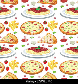 Pasta e pizza senza cuciture Illustrazione Vettoriale