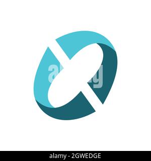 Lettera o Waves logo icona flat vettoriale concetto grafico Illustrazione Vettoriale
