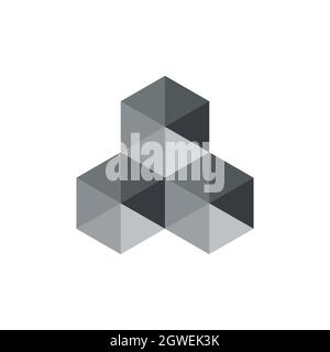 triangolo nero diamante logo icona flat vettore concetto grafico design Illustrazione Vettoriale
