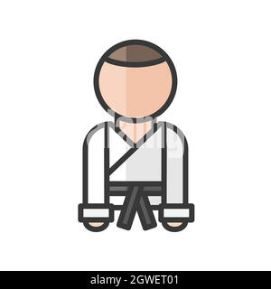 Avatar carateka. Karate uomo in un kimono. Utente del profilo, persona. Icona persone. Illustrazione vettoriale Illustrazione Vettoriale