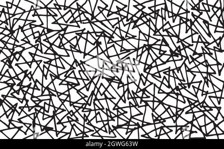 Motivo astratto senza giunture nero su bianco. Sfondo del disegno a mano senza cuciture per il design Illustrazione Vettoriale