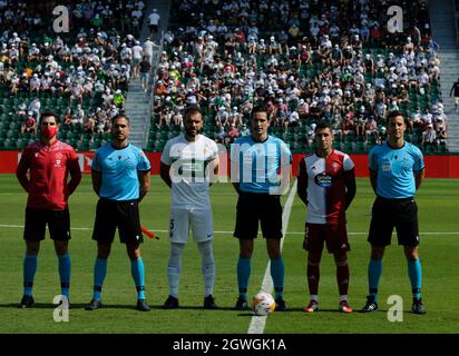 Alicante, Spagna. 03 ottobre 2021. La Liga si è disputata tra Elche e Celta de Vigo allo stadio Martinez Valero. (Foto di Jose Luis Pérez/Pacific Press) Credit: Pacific Press Media Production Corp./Alamy Live News Foto Stock