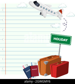 Disegno del modello di bordo con sfondo del tema di viaggio Illustrazione Vettoriale