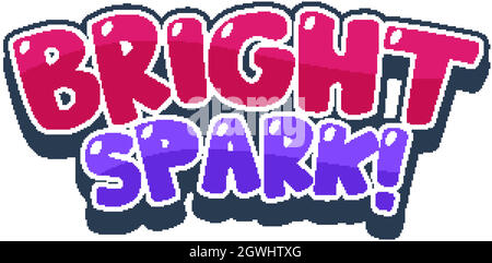 Design dei caratteri per parola scintilla brillante su sfondo bianco Illustrazione Vettoriale