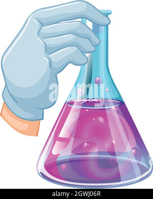 Una mano che contiene un matraccio tarato Illustrazione Vettoriale