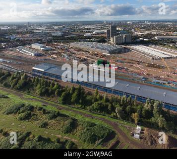 Hitachi North Pole Train Maintenance Center, Old Oak, Londra, Inghilterra Foto Stock