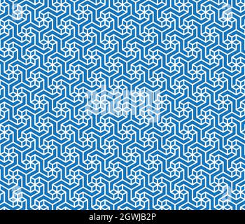 Interblocchi di forme geometriche in ripetizione su linee diagonali. Due toni. Ripetizione vettoriale senza giunture. . Perfetto come texture, carta da imballaggio, ecc. Illustrazione Vettoriale