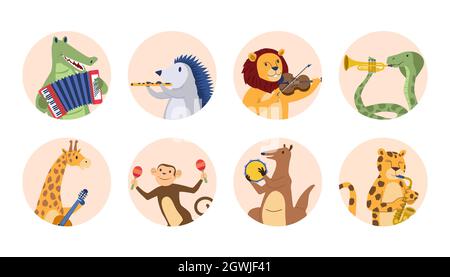 Gli animali suonano il concetto di musica Illustrazione Vettoriale