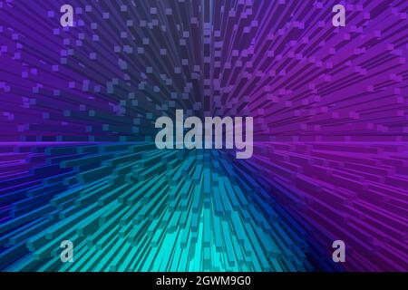 Splendido disegno grafico 3D colorato. Effetto estrusione e Splash dal centro Foto Stock