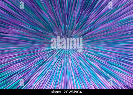 Splendido sfondo di colore viola, verde, ciano e blu. Effetto esplosivo dal centro Foto Stock