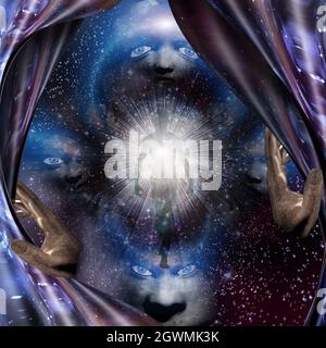 L'anima o l'aura emerge dallo spazio vivido. Rendering 3D. Foto Stock