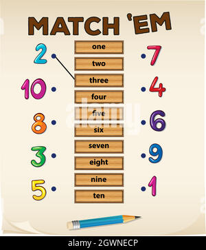 Partita abbinata a numeri Illustrazione Vettoriale