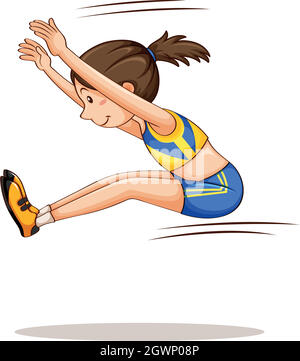 Atleta donna che fa un salto lungo Illustrazione Vettoriale