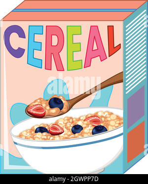 Scatola di cereali isolata su bianco Illustrazione Vettoriale