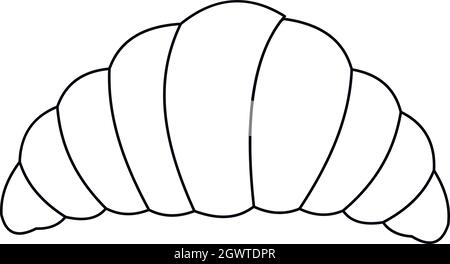 Icona di croissant, stile contorno Illustrazione Vettoriale