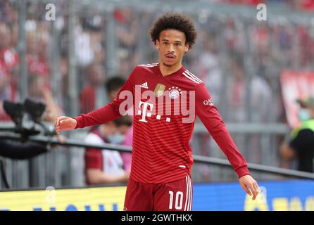 Primo: Calcio: Calcio: 03.10.2021 1° Bundesliga, stagione 2021/2022 7° giorno FC Bayern Mv* nchen - Eintracht Frankfurt 1: 2, Leroy sane, FC Bayern Mv* nchen, FCB, Bayern, FC Bayern, metà cifra, Foto Stock