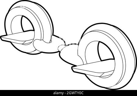 Piccola icona del segway, stile contorno Illustrazione Vettoriale