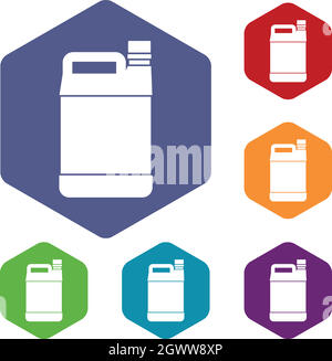 Bidone set di icone Illustrazione Vettoriale