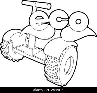 Icona del Segway, stile contorno Illustrazione Vettoriale