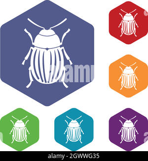Il Colorado potato beetle set di icone Illustrazione Vettoriale