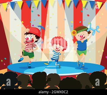 Albero clown eseguire sul palco Illustrazione Vettoriale