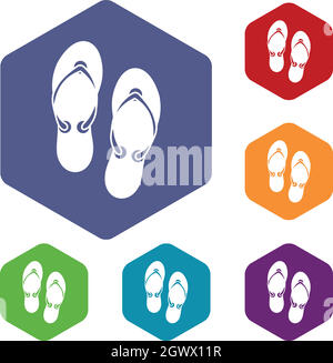 Il flip flop sandali set di icone Illustrazione Vettoriale