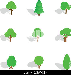 Icone di alberi isometrica 3d style Illustrazione Vettoriale