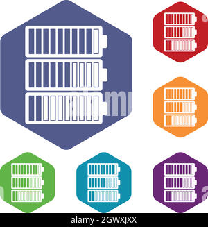 Indicatori di batteria set di icone Illustrazione Vettoriale