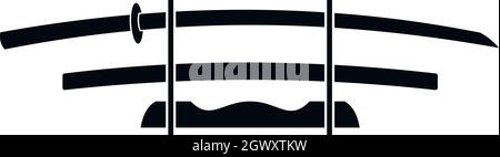 Katana, spada giapponese icona, stile contorno Illustrazione Vettoriale