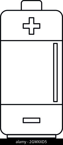Icona della batteria, stile contorno Illustrazione Vettoriale