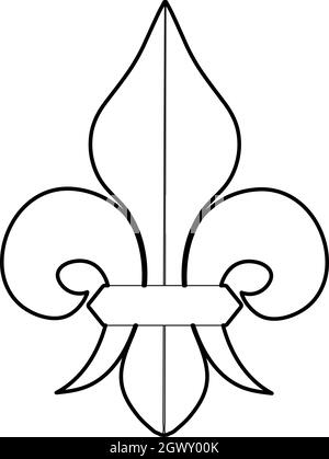 Fleur de Lis icona, stile contorno Illustrazione Vettoriale