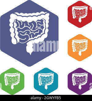 Intestini di set di icone Illustrazione Vettoriale