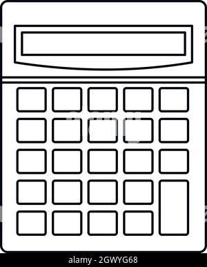 Calcolatrice matematica la icona di dispositivo, stile contorno Illustrazione Vettoriale