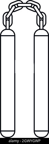 Nunchaku, le tradizionali asiatici icona arma Illustrazione Vettoriale