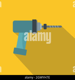 Medico icona drill, stile piatto Illustrazione Vettoriale