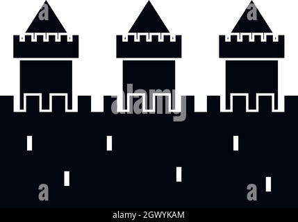 Le mura medievali e le torri, icona di stile semplice Illustrazione Vettoriale