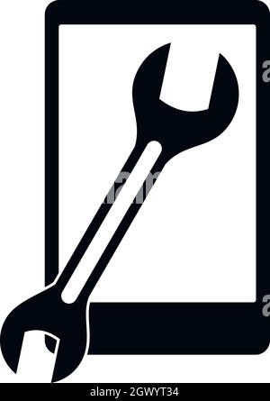 Riparato icona telefono, stile semplice Illustrazione Vettoriale