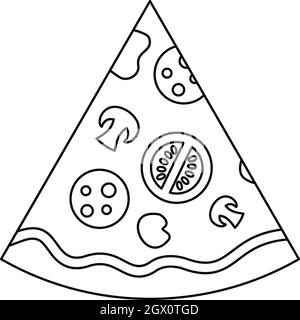 Un trancio di pizza, l'icona di stile di contorno Illustrazione Vettoriale