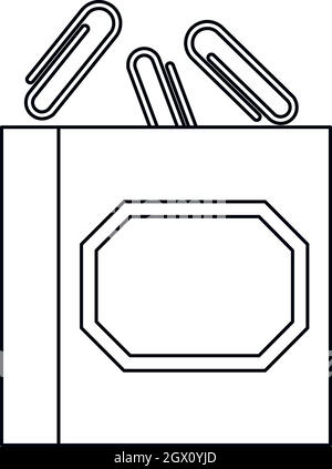 Fermagli per carta icona, stile contorno Illustrazione Vettoriale