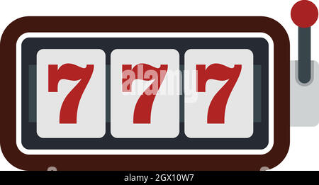 Slot machine con tre sevens, icona di stile piatto Illustrazione Vettoriale