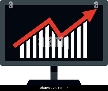 Statistiche sulla icona di monitor, uno stile piatto Illustrazione Vettoriale