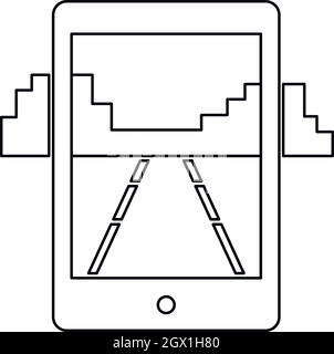 Il mobile gaming icona, stile contorno Illustrazione Vettoriale